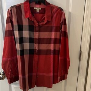 Burberry Red and Pink Plaid Women's Top